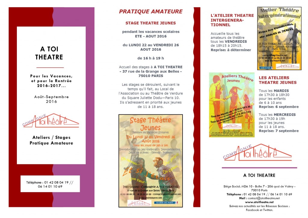 Brochure newsletter - Pratique amateures - ETE et RENTREE 2016-2017 - 130716