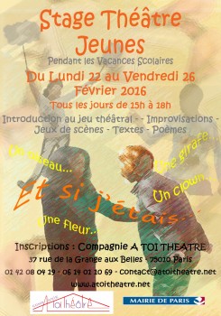 STAGE THEATRE JEUNES - A TOI THEATRE - HIVER 2016