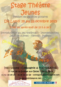 STAGE THEATRE JEUNES - A TOI THEATRE - TOUSSAINT 2015 -w