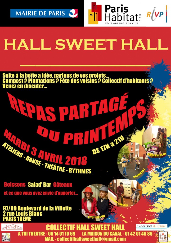 AFFICHE - REPAS PARTAGE DU PRINTEMPS - 3 AVRIL 2018