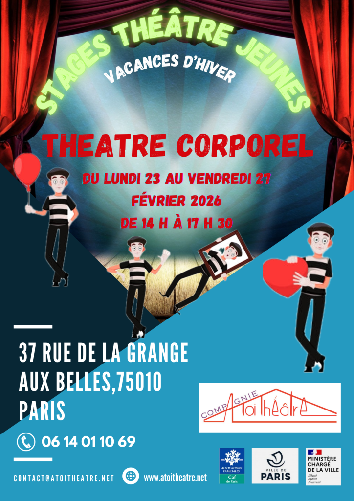 AFFICHE - STAGES THEATRE JEUNES - THEATRE CORPOREL - Février 2026